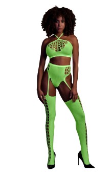 Przejdź do produktu Two Piece with Crop Top and Stockings   Green   XS/XL