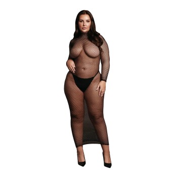 Przejdź do produktu Long dress with fishnet structure and turtle neck.