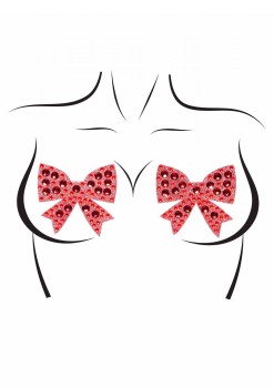 Przejdź do produktu Rhinestone bow nipple jewels Red
