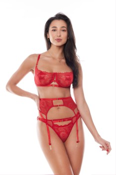 Przejdź do produktu AMOURA SET RED (bra,belt,string/biustonosz, pas, stringi) XS