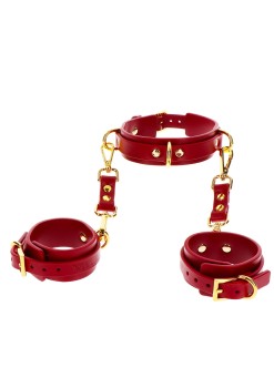 Przejdź do produktu D Ring Collar and Wrist Cuffs Red