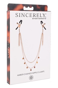 Przejdź do produktu SPORTSHEETS AMBER CHAINED NIPPLE CLAMPS