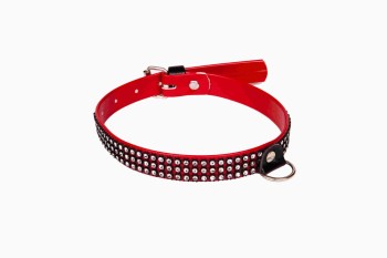 Przejdź do produktu Wiązania WHIPS lakier, obroża damskaz kryształkami, czerwona, 2cm