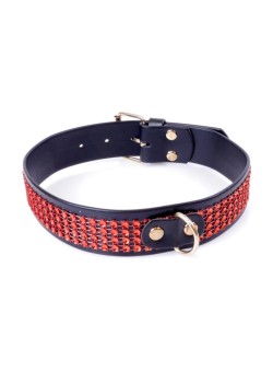 Przejdź do produktu Fetish B   Series Collar with crystals 3 cm Red Line
