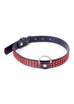 Przejdź do produktu Fetish B   Series Collar with crystals 2 cm Red Line