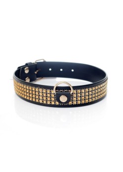 Przejdź do produktu Fetish B   Series Collar with crystals 3 cm gold