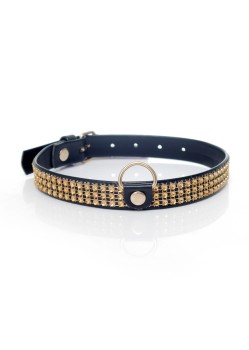 Przejdź do produktu Fetish B   Series Collar with crystals 2 cm gold