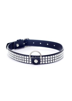 Przejdź do produktu Fetish B   Series Collar with crystals 2 cm silver