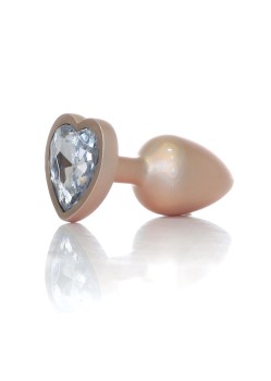 Przejdź do produktu Plug Jewellery Pearl Gold Heart PLUG  Clear S