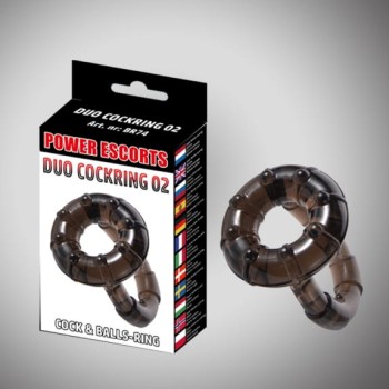 Przejdź do produktu Duo cockring black duo cock &amp; ball cockring dia 5,5 / 4,5 cm
