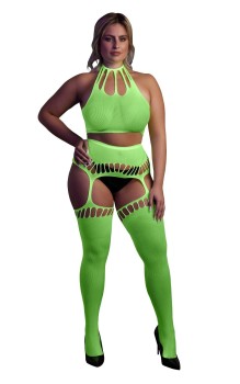 Przejdź do produktu Two Piece with Crop Top and Stockings  XL/XXXXL