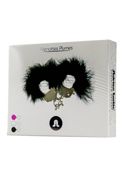 Przejdź do produktu Kajdanki Śmieszna zabawka kadanki   Metallic Handcuffs,Feather Cov.. Black