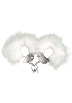 Przejdź do produktu Kajdanki Śmieszna zabawka kadanki   Metallic Handcuffs,feather cov.. White