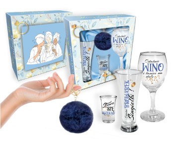 Przejdź do produktu NIEZBĘDNIK PANIEŃSKI zestaw: szklanka do piwa 300ml, kieliszek do wina 220ml, kieliszek do wódki 35ml + brelok granat
