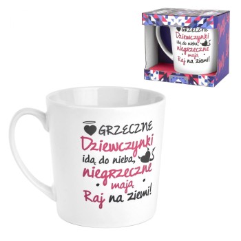 Przejdź do produktu CRAZY GIRL   Kubek NBC matowy 480ml Grzeczne dziewczynki idą do nieba...