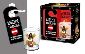 Przejdź do produktu LOOK AT ME   Zestaw szklanka whisky z zawieszką na drzwi   Wieczór kawalerski, nieupoważnionym wstęp wzbroniony