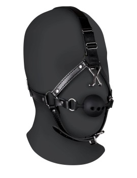 Przejdź do produktu Head Harness with Breathable Ball Gag and Nose Hooks   Black