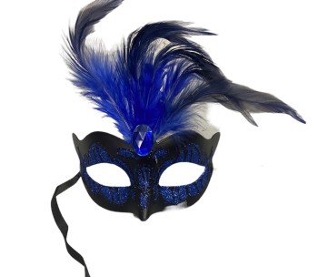 Przejdź do produktu Maska Venetian Mask Dark Blue with Dark Blue Stone and Feather