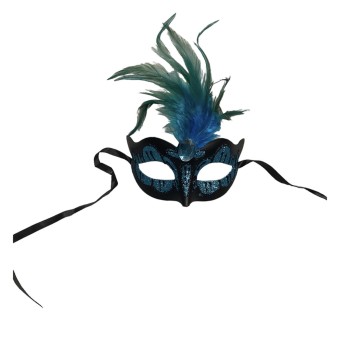 Przejdź do produktu Maska Venetian Mask Light Blue with Light Blue Stone and Feather