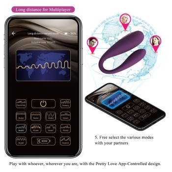 Przejdź do produktu PRETTY LOVE   August, Mobile APP Long distance Control 12 vibration functions, ABS Silicone, USB rechargeable