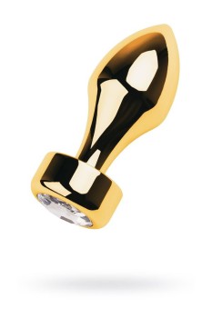 Przejdź do produktu Gold anal plug TOYFA Metal with white round shaped gem , length 7 cm, diameter 2 3,5 cm, weight 140 gr