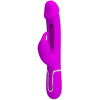 Przejdź do produktu PRETTY LOVE   Kampas Rabbit 3 in 1, multifunction vibrator with tongue violet