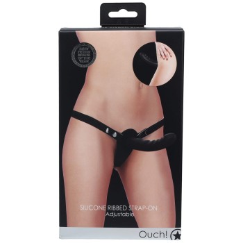 Przejdź do produktu Ouch!   Silicone Ribbed Strap On   Adjustable   Black