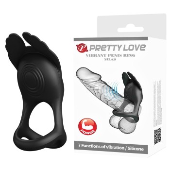 Przejdź do produktu PRETTY LOVE   VIBRANT PENIS RING SILAS Black, 7 vibration functions