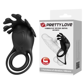 Przejdź do produktu PRETTY LOVE   VIBRANT PENIS RING RUBEN Black, 7 vibration functions