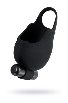 Przejdź do produktu EROTIST Scrotum cover with an erection ring and vibration Attraction, silicone, black, 6.5 cm